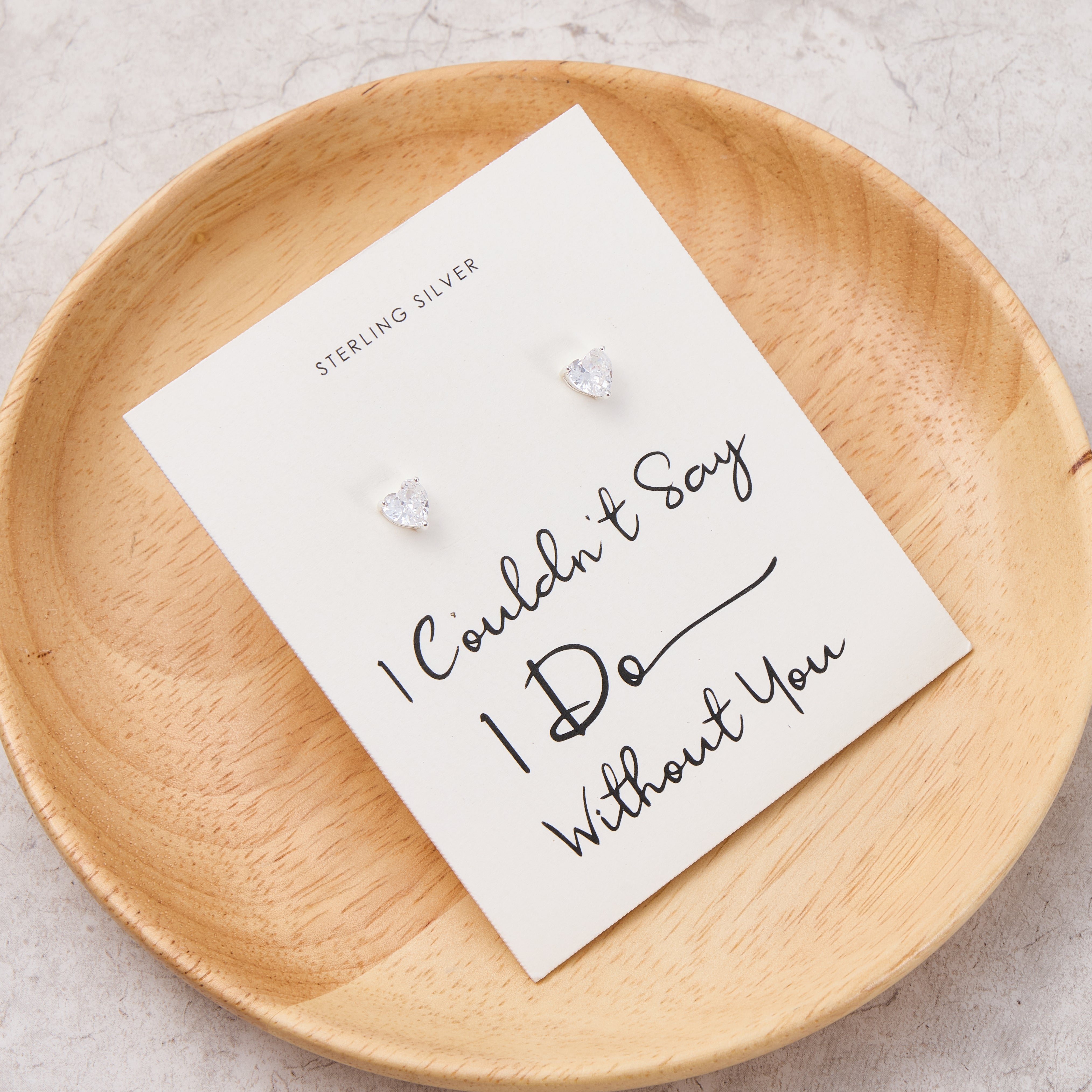 Sterling Silver I Couldn't Say I Do Without You Heart Earrings with Zircondia® Crystals