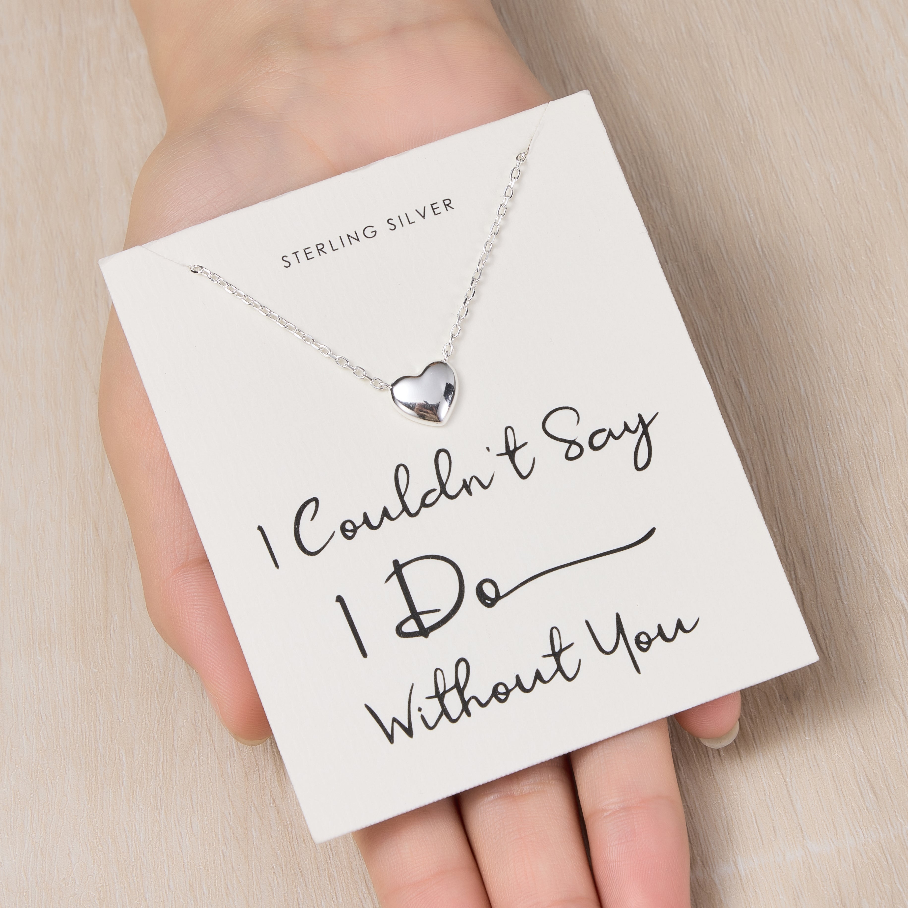 Sterling Silver I Couldn't Say I Do Without You Heart Necklace