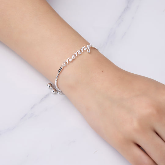 Silver Plated Mummy Bracelet Created with Zircondia® Crystals with Gift Box