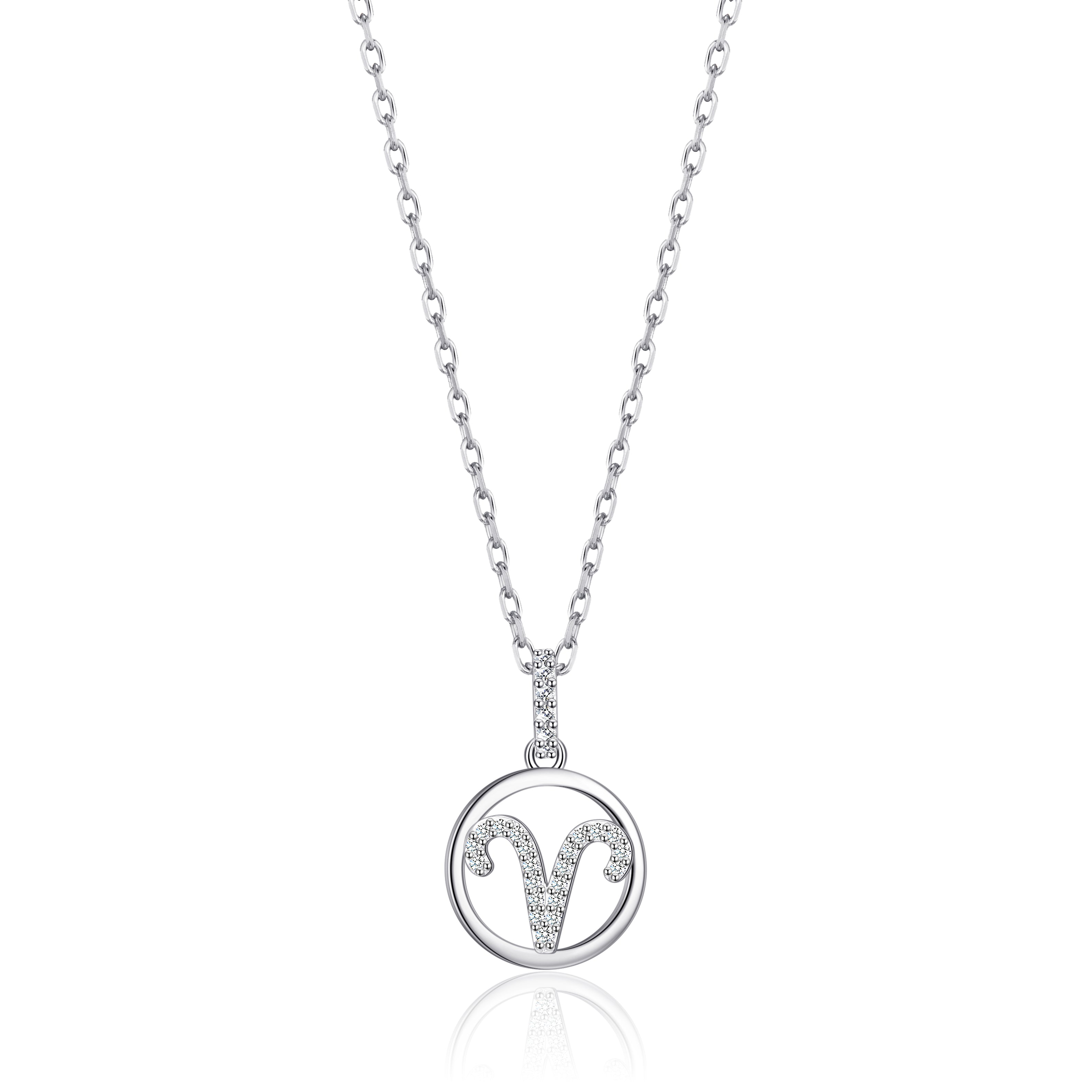 Aries Star Sign Zodiac Necklace with Zircondia® Crystals