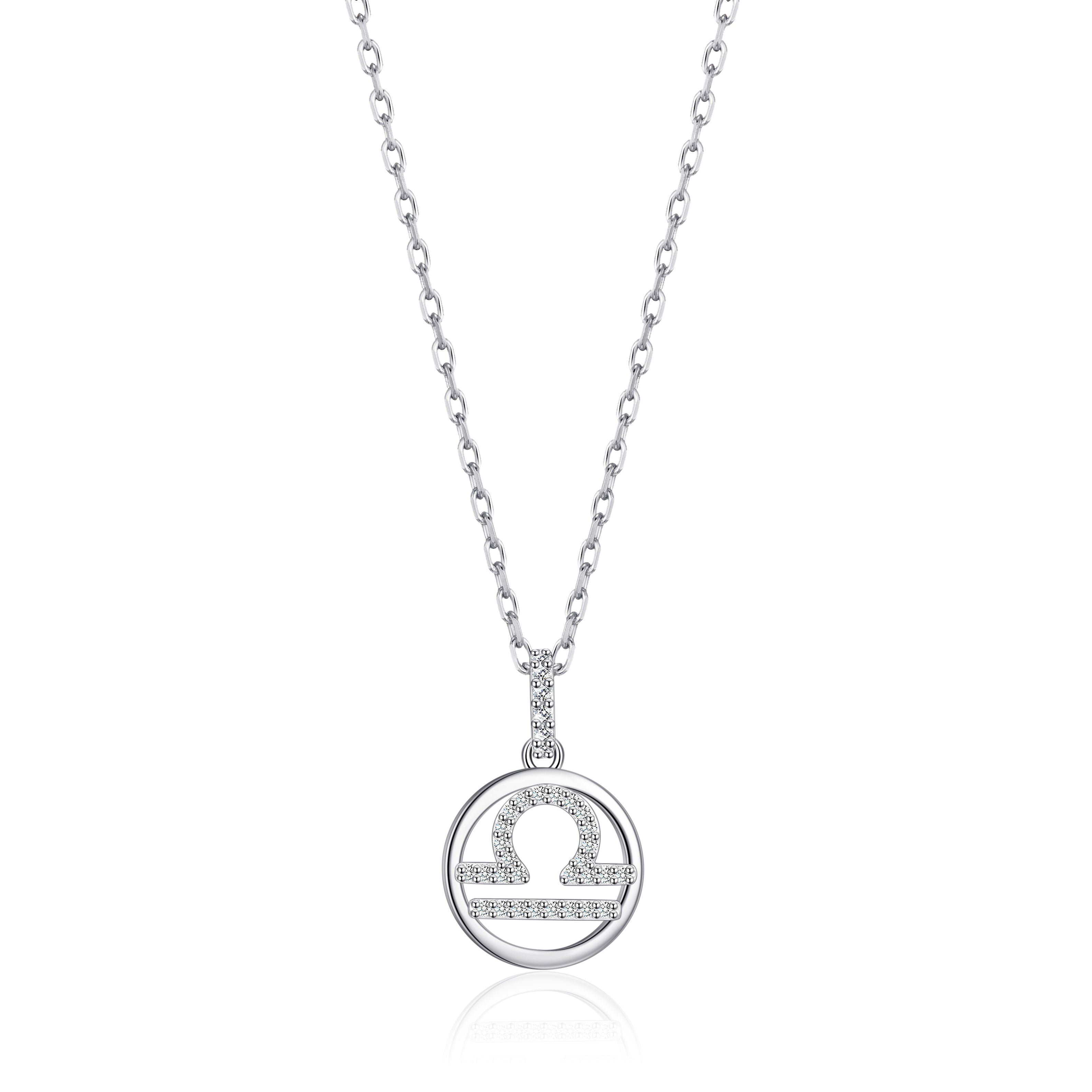 Libra Star Sign Zodiac Necklace with Zircondia® Crystals