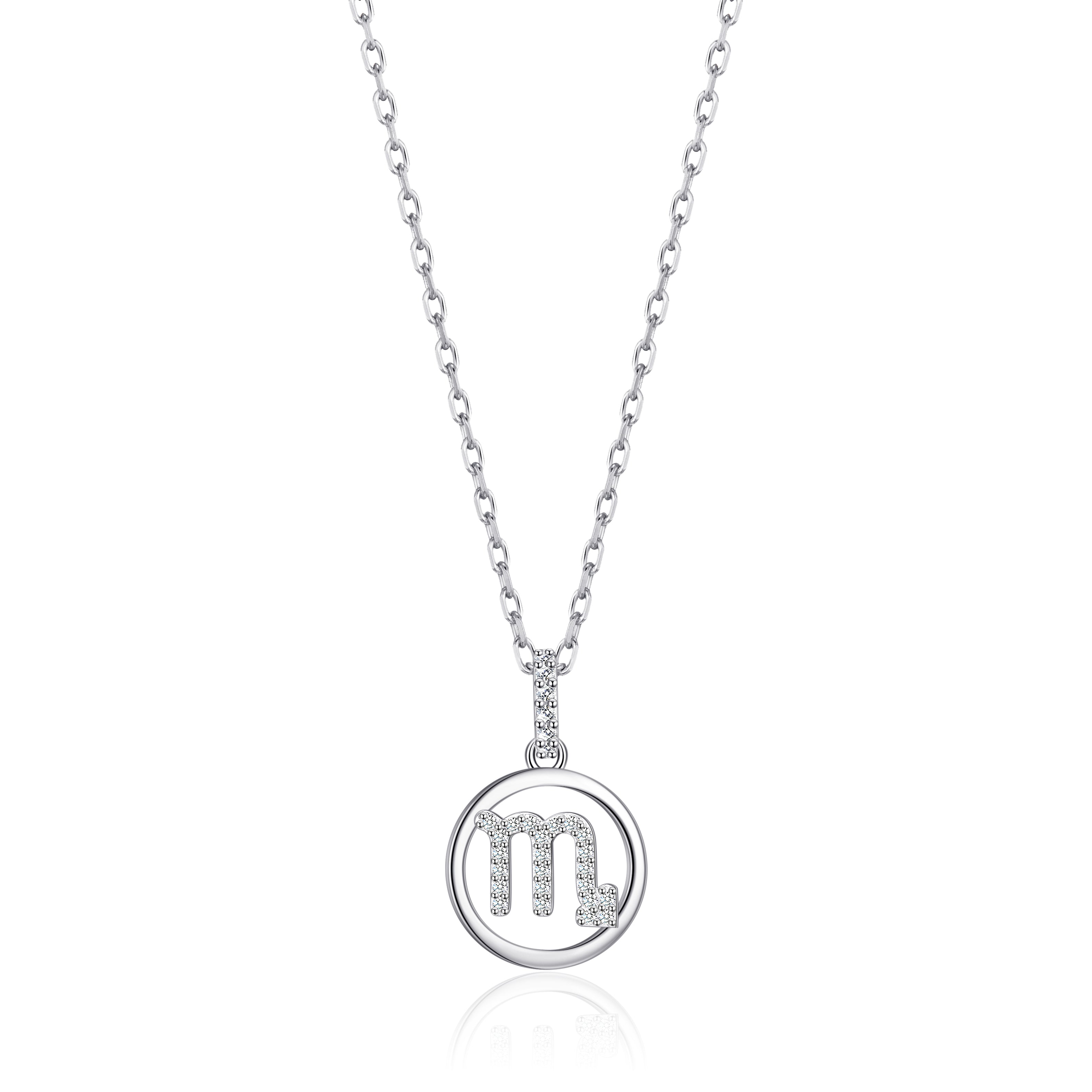 Scorpio Star Sign Zodiac Necklace with Zircondia® Crystals