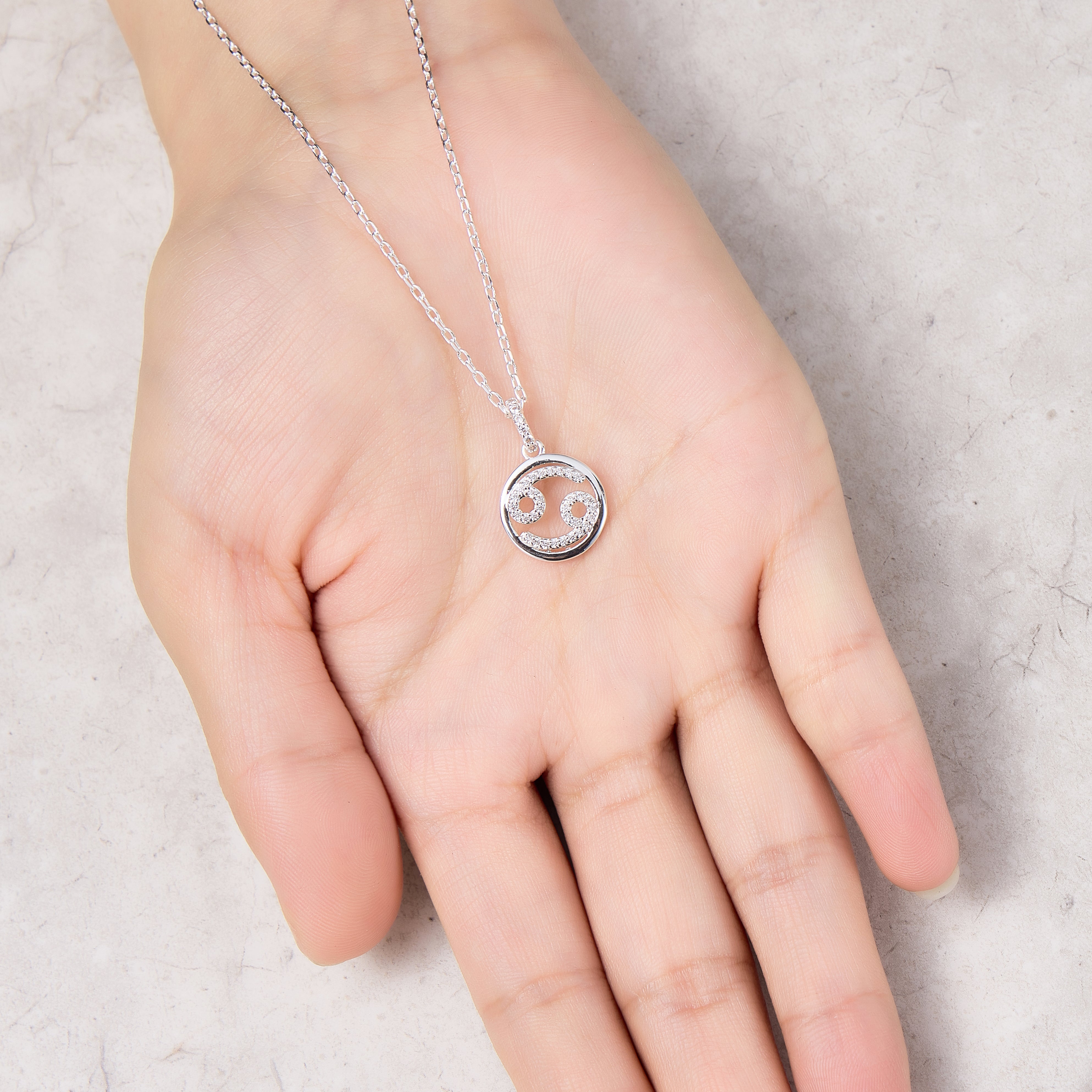 Cancer Star Sign Zodiac Necklace with Zircondia® Crystals