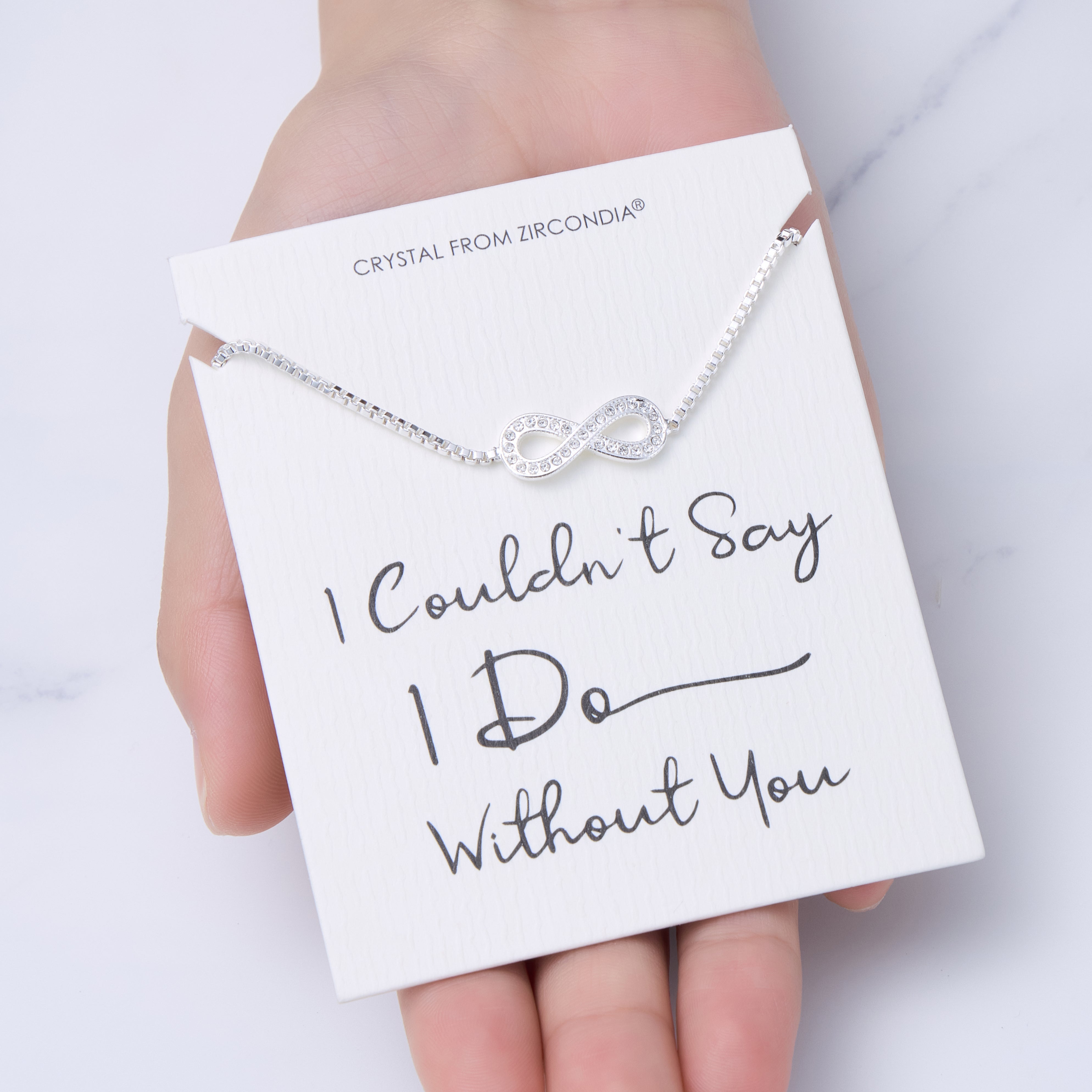 Silver Plated I Couldn't Say I Do Without You Infinity Friendship Bracelet with Zircondia® Crystals