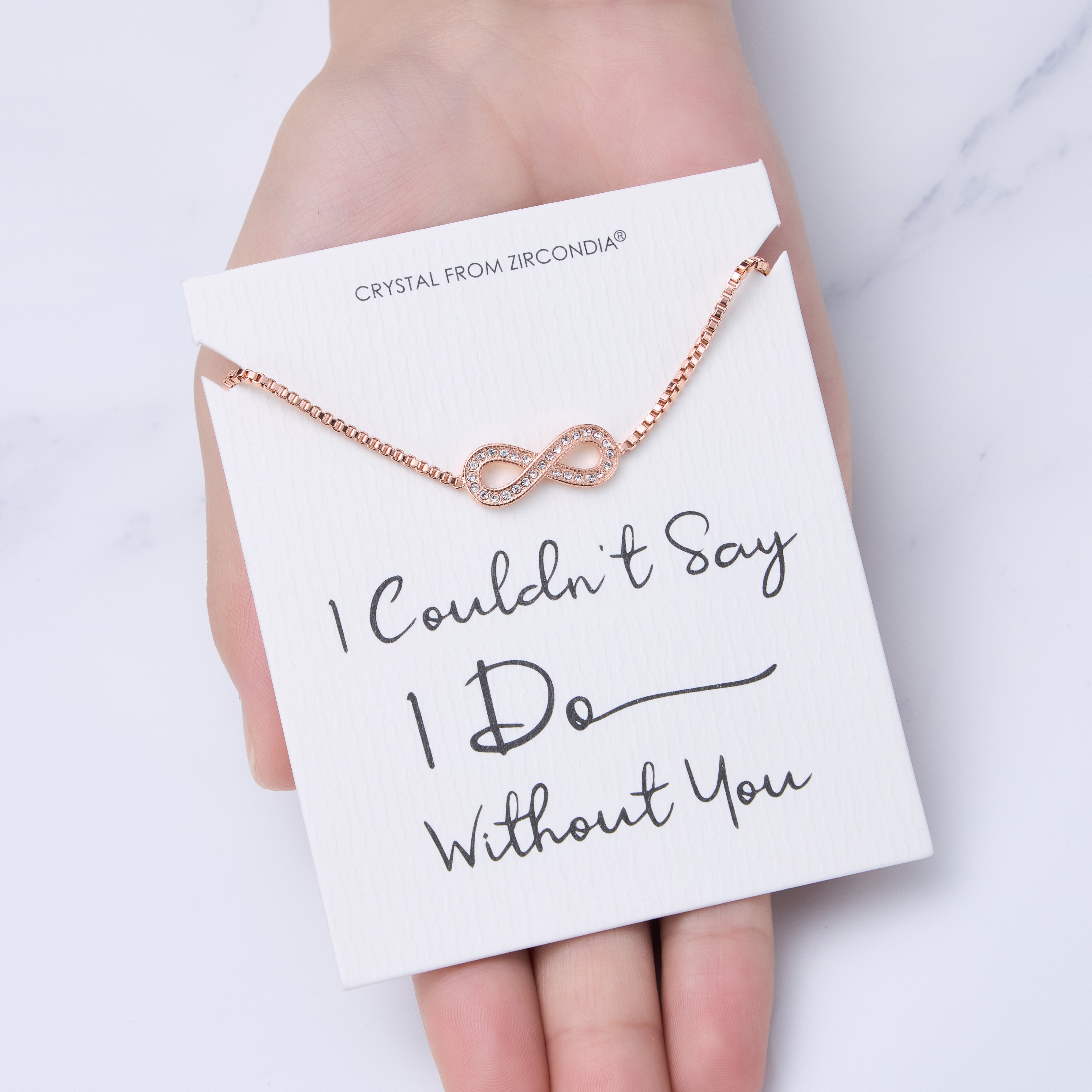 Rose Gold Plated I Couldn't Say I Do Without You Infinity Friendship Bracelet with Zircondia® Crystals