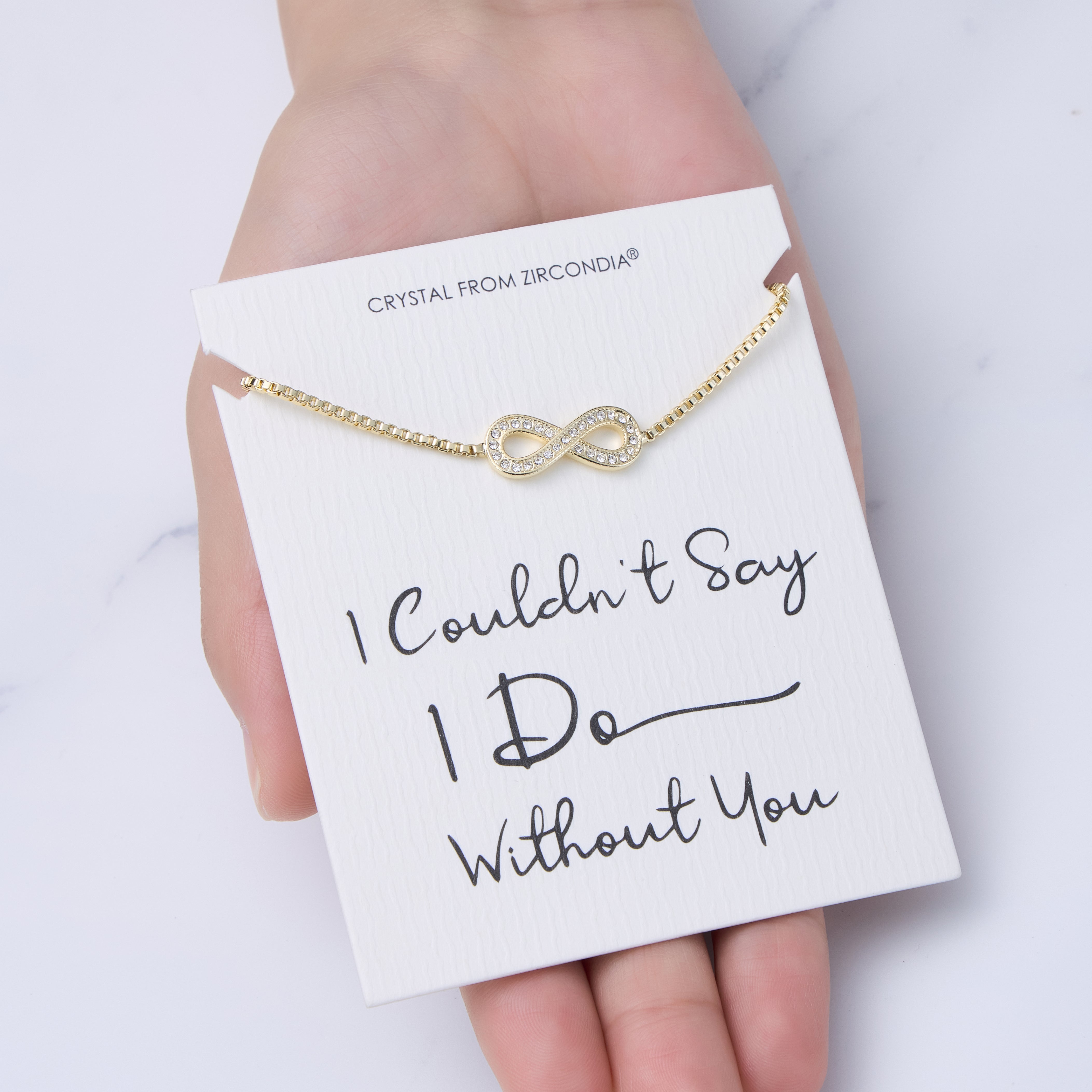 Gold Plated I Couldn't Say I Do Without You Infinity Friendship Bracelet with Zircondia® Crystals