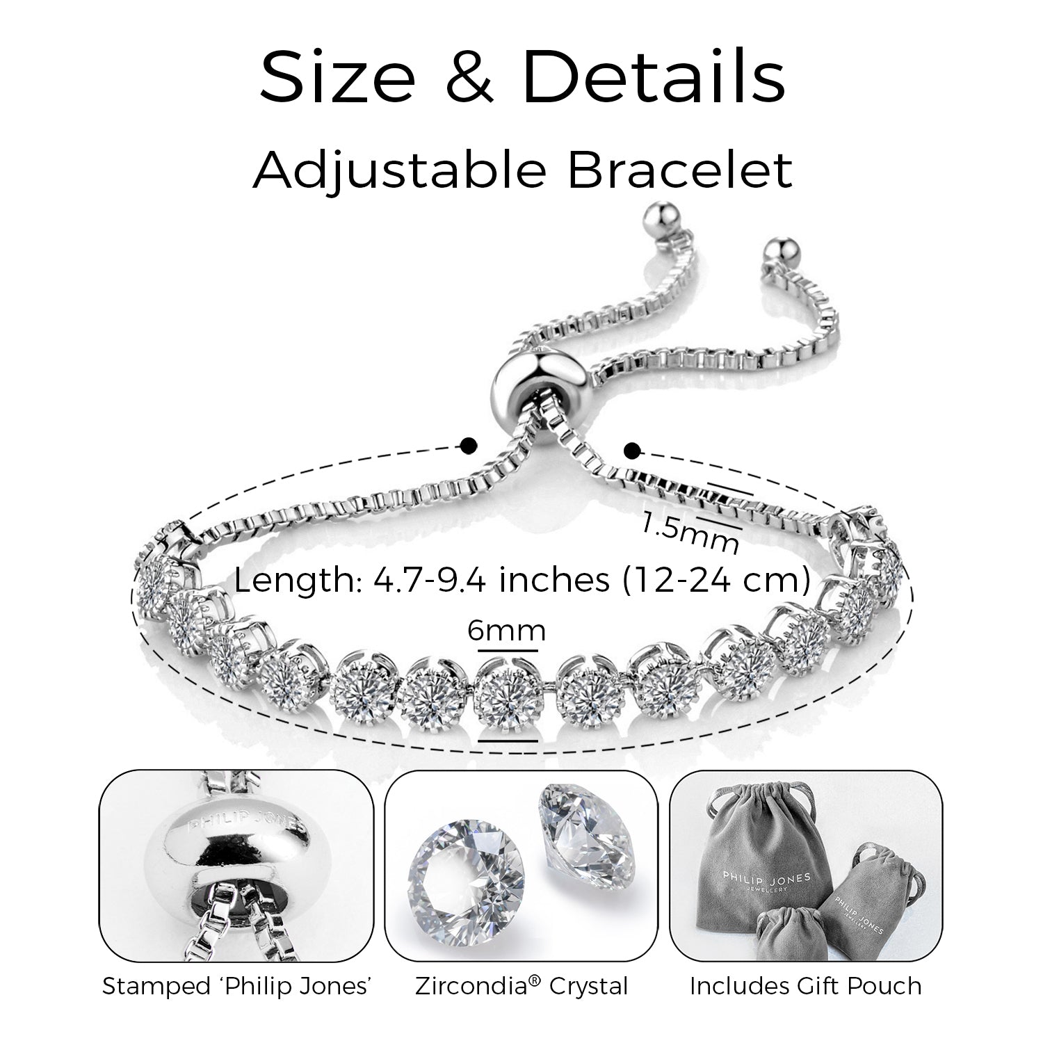 Solitaire Crystal Friendship Bracelet with Zircondia® Crystals