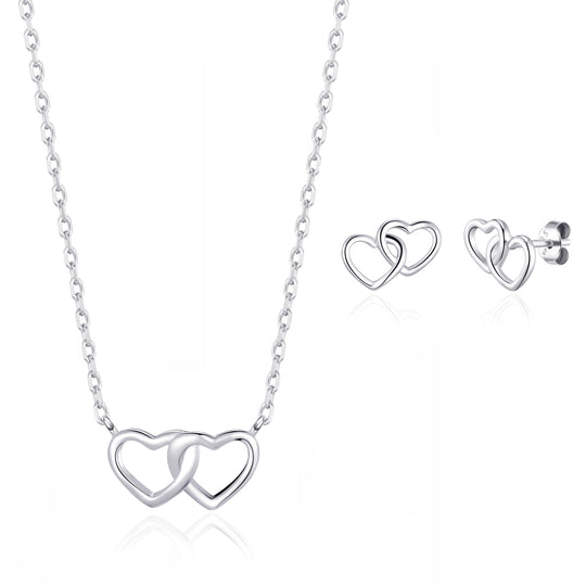 Sterling Silver Heart Link Set