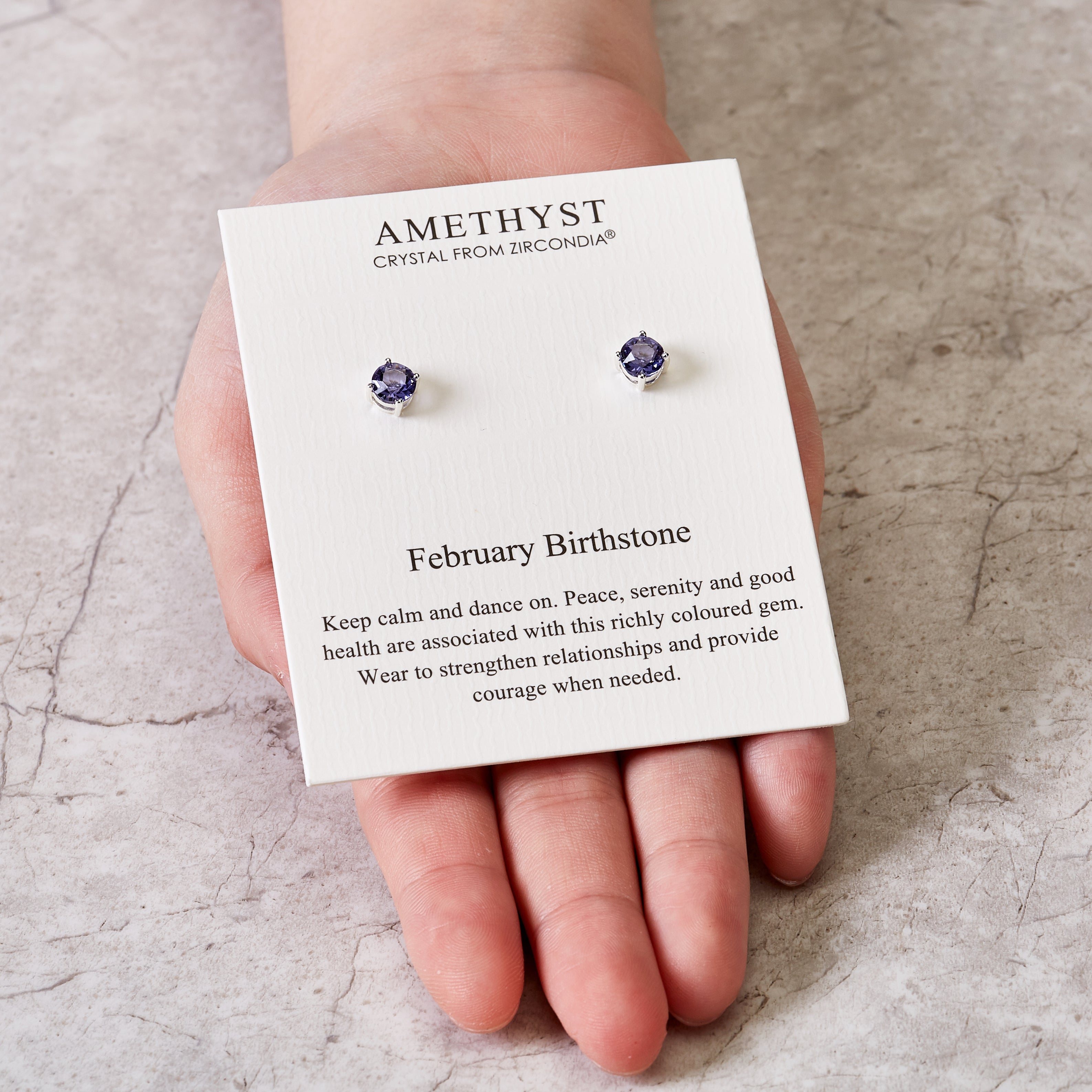 February (Amethyst) Birthstone Earrings Created with Zircondia® Crystals