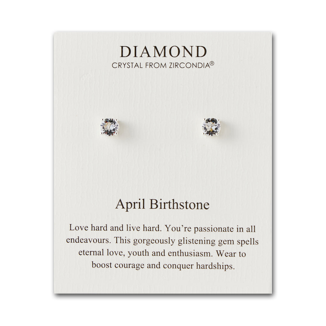 April (Diamond) Birthstone Earrings Created with Zircondia