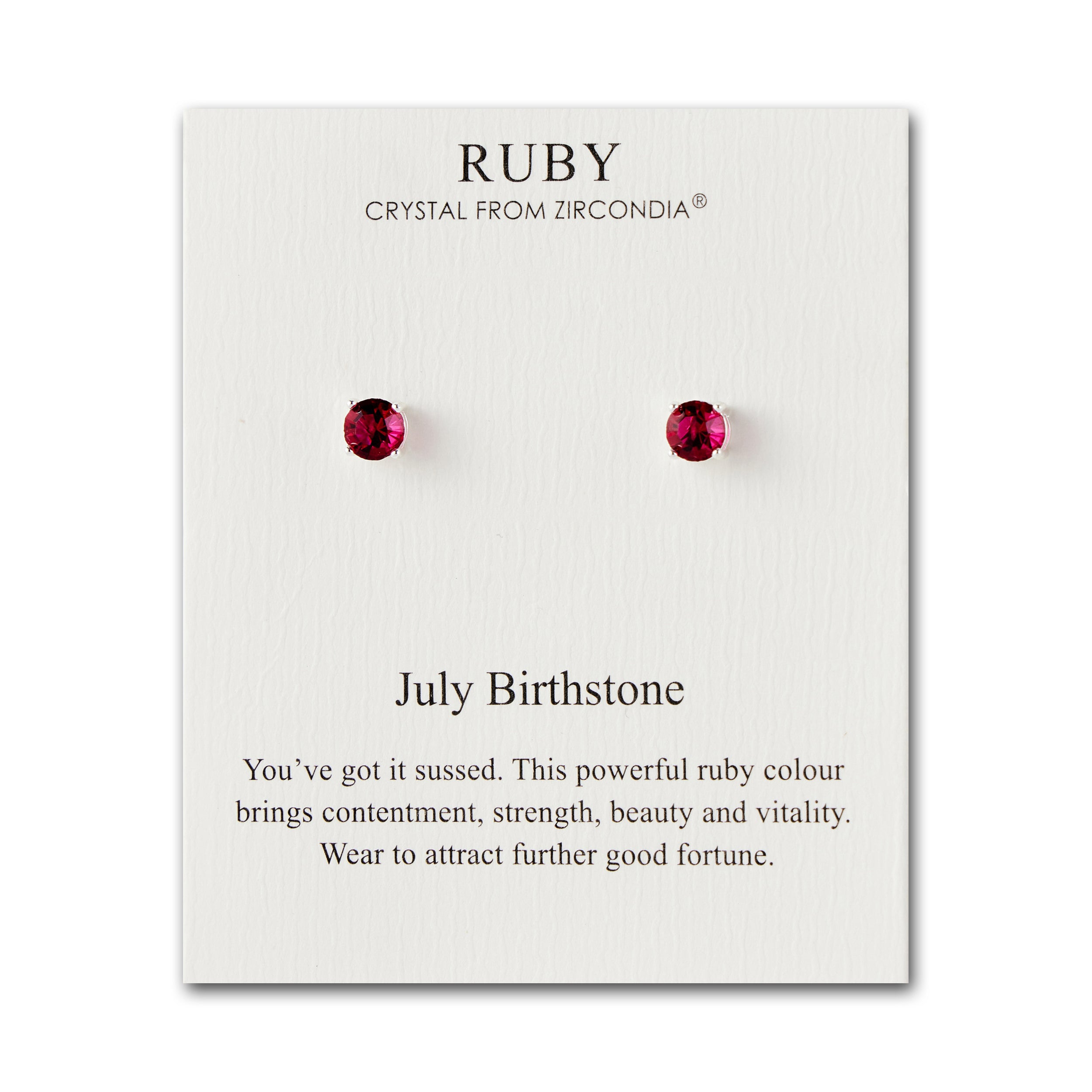 July (Ruby) Birthstone Earrings Created with Zircondia® Crystals