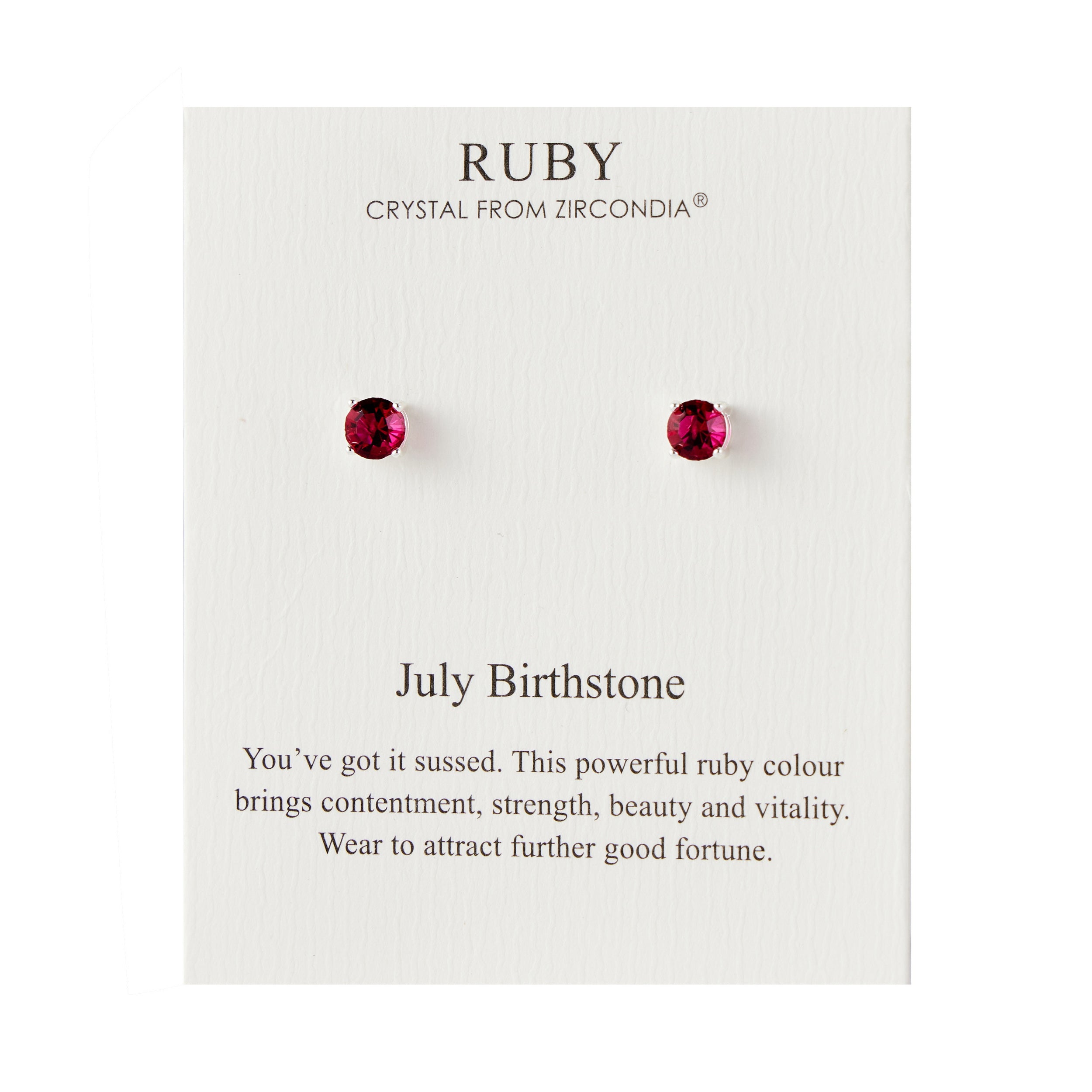 July (Ruby) Birthstone Earrings Created with Zircondia® Crystals