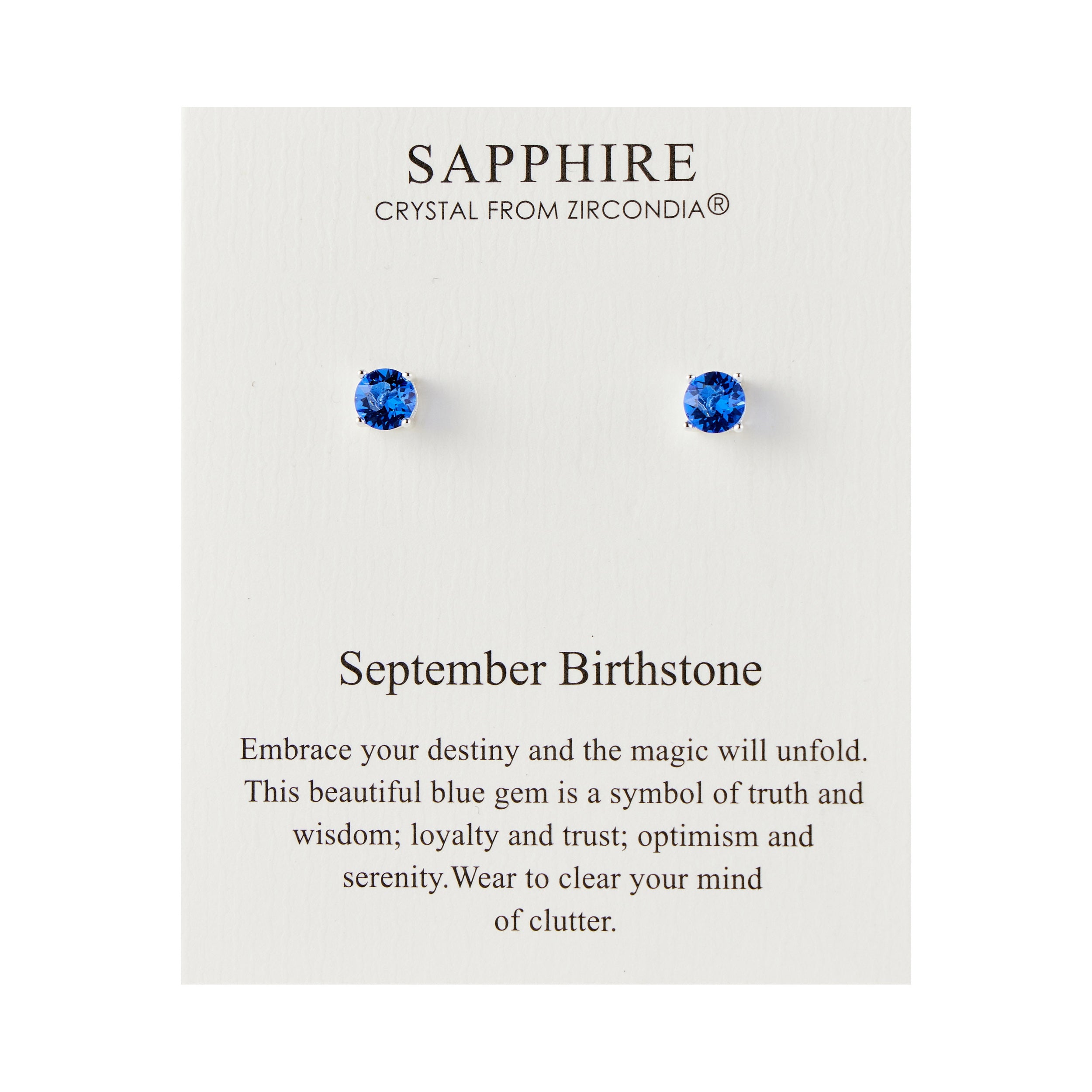 September (Sapphire) Birthstone Earrings Created with Zircondia® Crystals