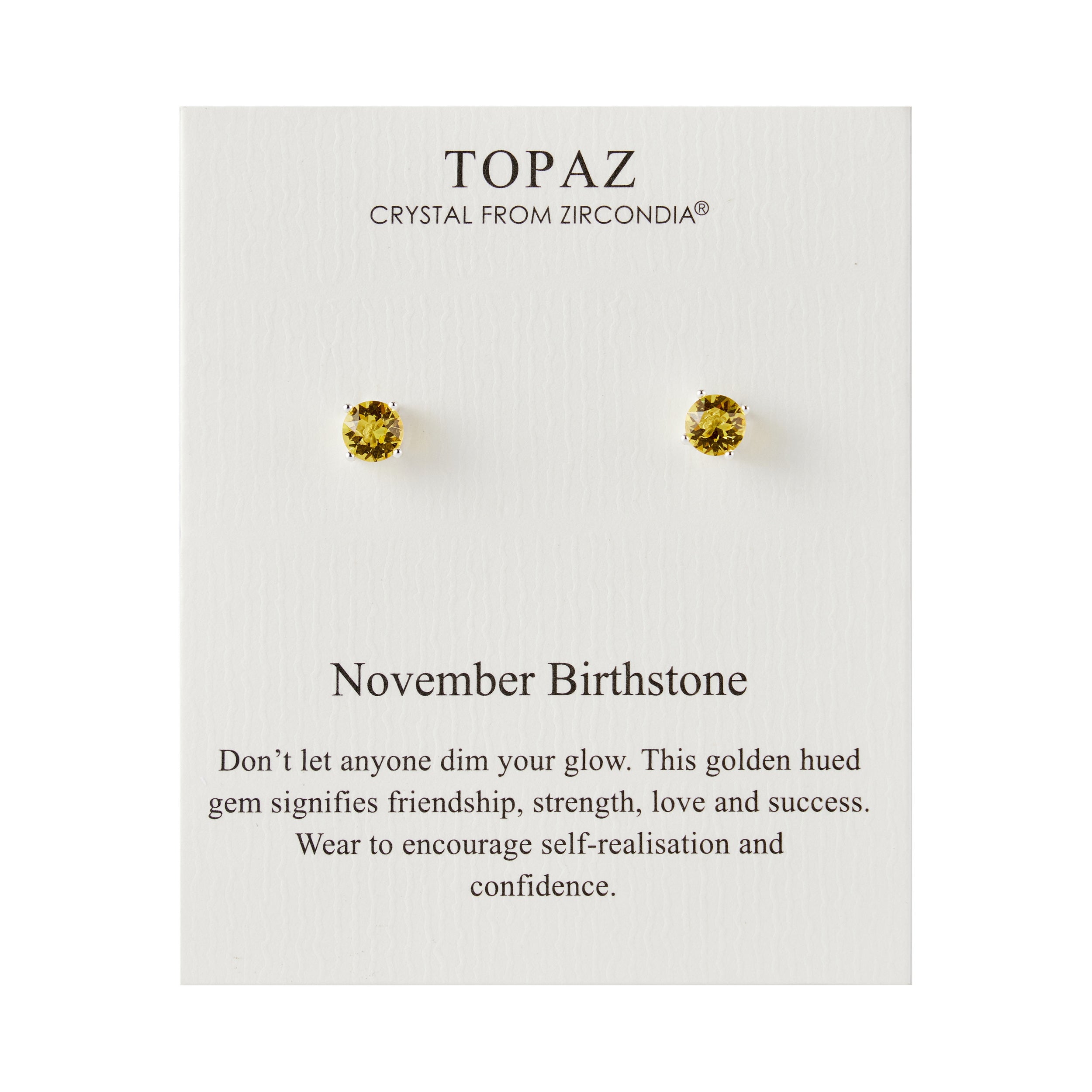 November (Topaz) Birthstone Earrings Created with Zircondia® Crystals