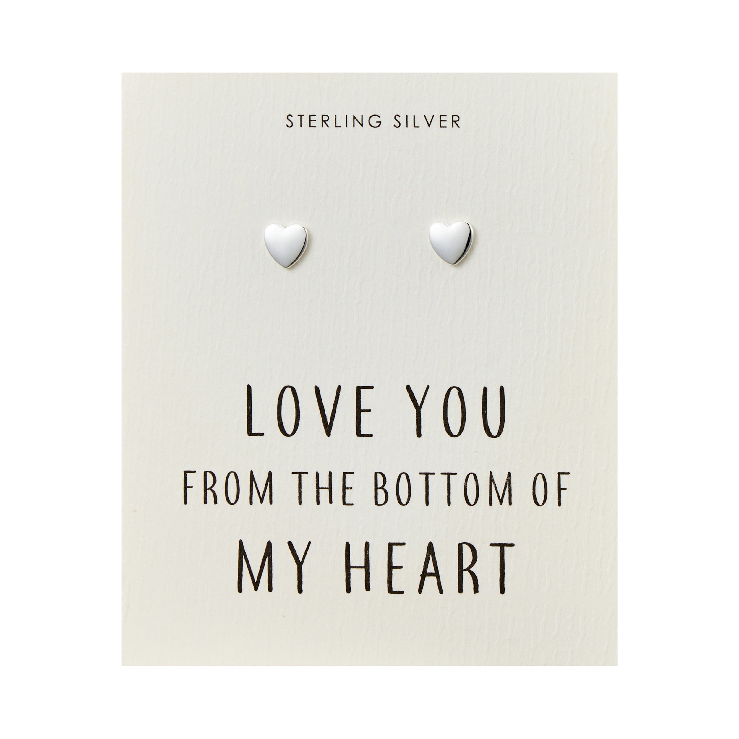 Sterling Silver Bottom of My Heart Earrings with Quote Card