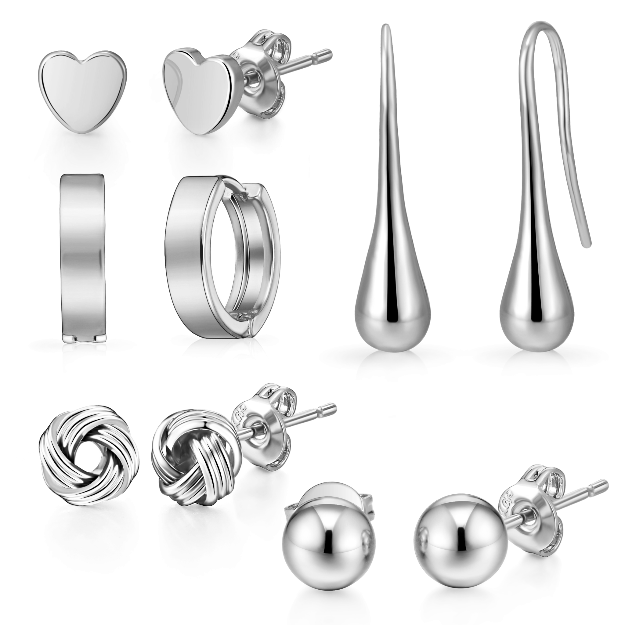 5 Pairs of Silver Plated Earrings - Philip Jones Jewellery