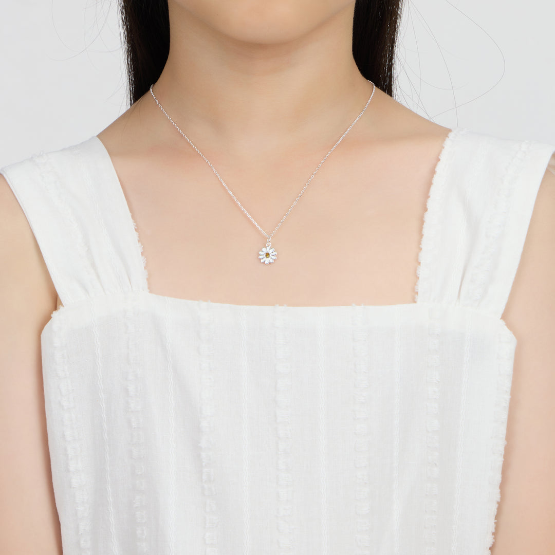 Kid's Sterling Silver Thank you for being our Flower Girl Daisy Set Created with Zircondia® Crystals