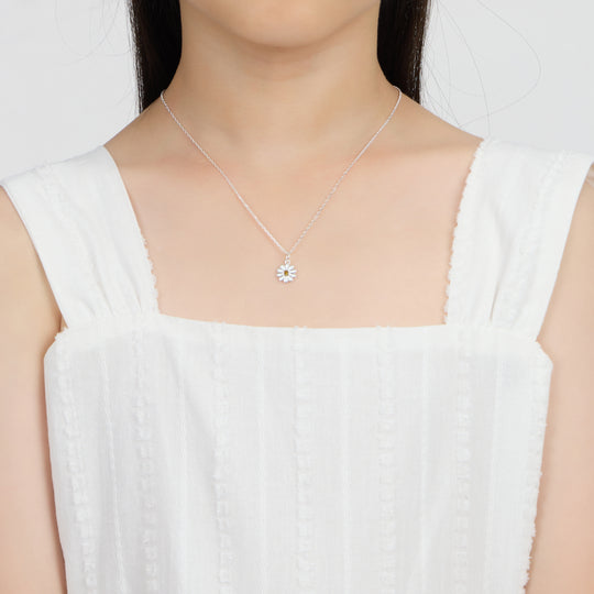 Kid's Sterling Silver Thank you for being our Flower Girl Daisy Set Created with Zircondia® Crystals