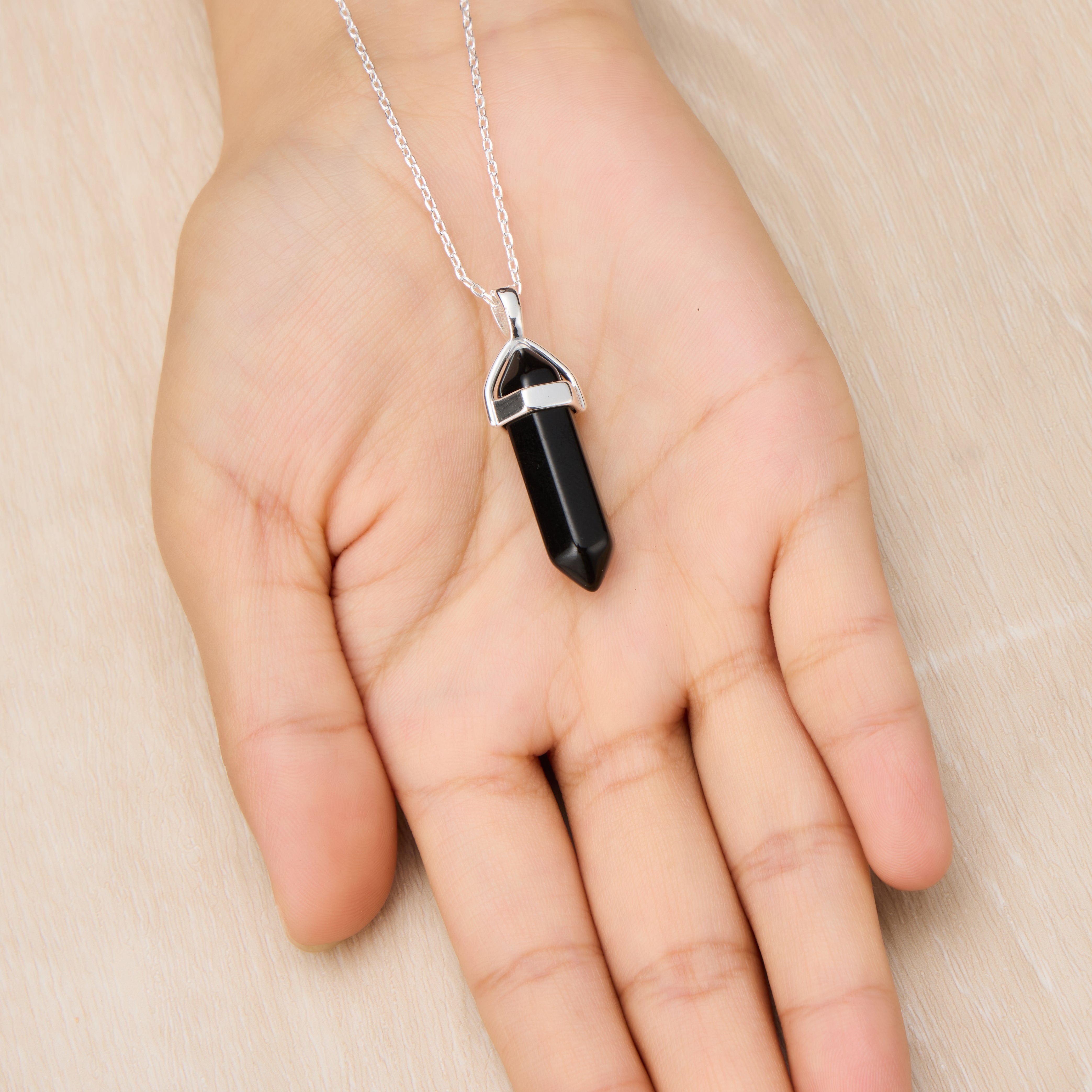 Black Onyx Genuine Gemstone Necklace