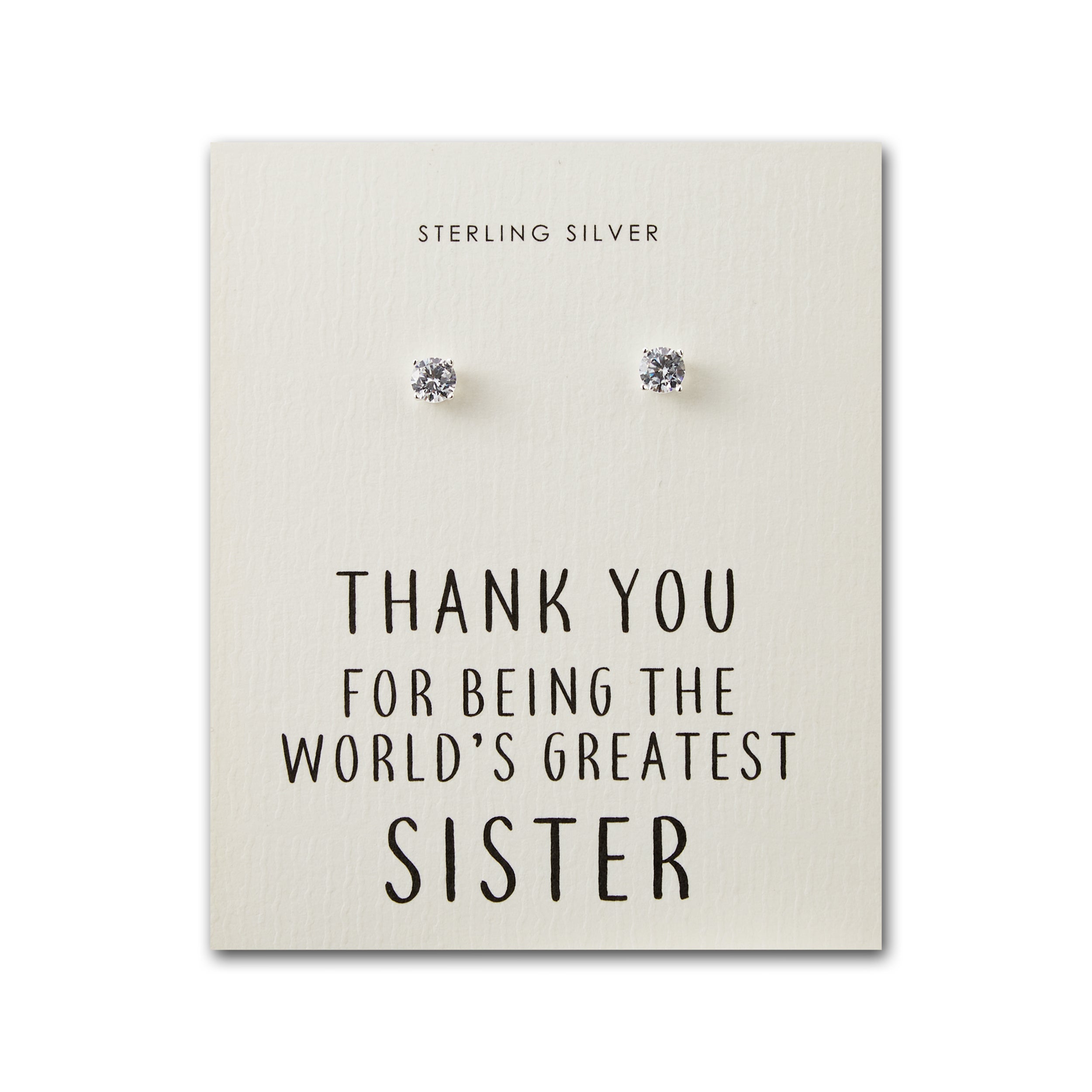 Sterling Silver World's Greatest Sister Crystal Earrings