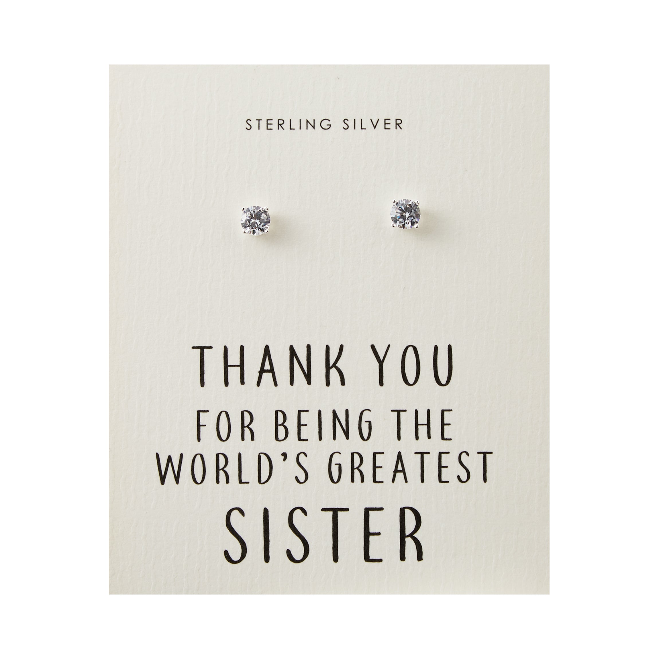 Sterling Silver World's Greatest Sister Crystal Earrings