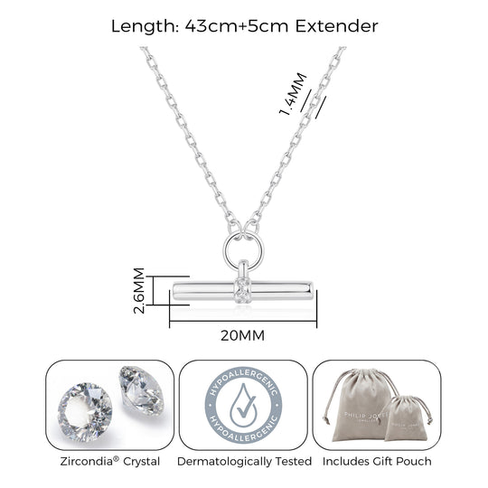 Silver Plated T-Bar Necklace Created with Zircondia® Crystals