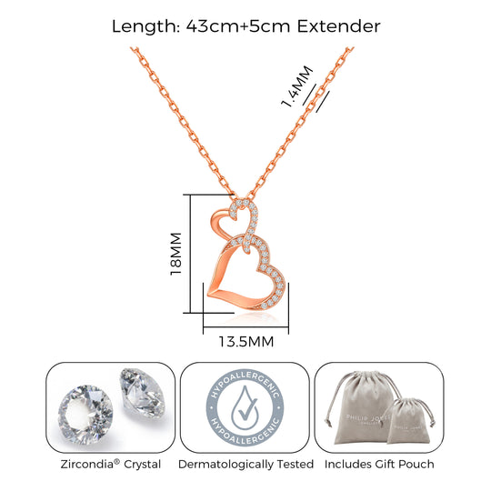 Rose Gold Plated Heart Link Drop Necklace Created with Zircondia® Crystals