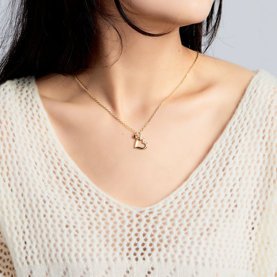 18k Gold Plated Heart Link Drop Necklace Created with Zircondia® Crystals