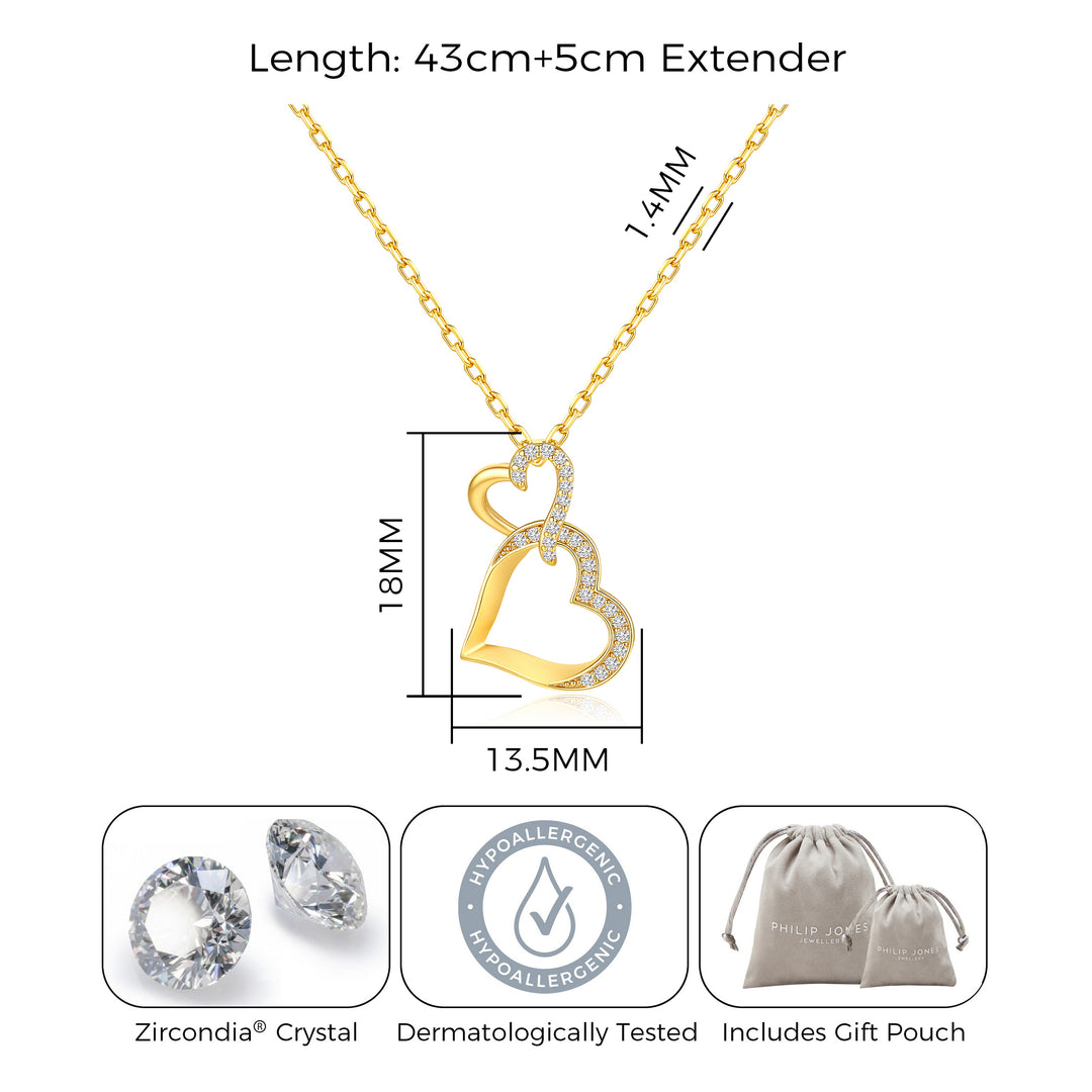 18k Gold Plated Heart Link Drop Necklace Created with Zircondia® Crystals