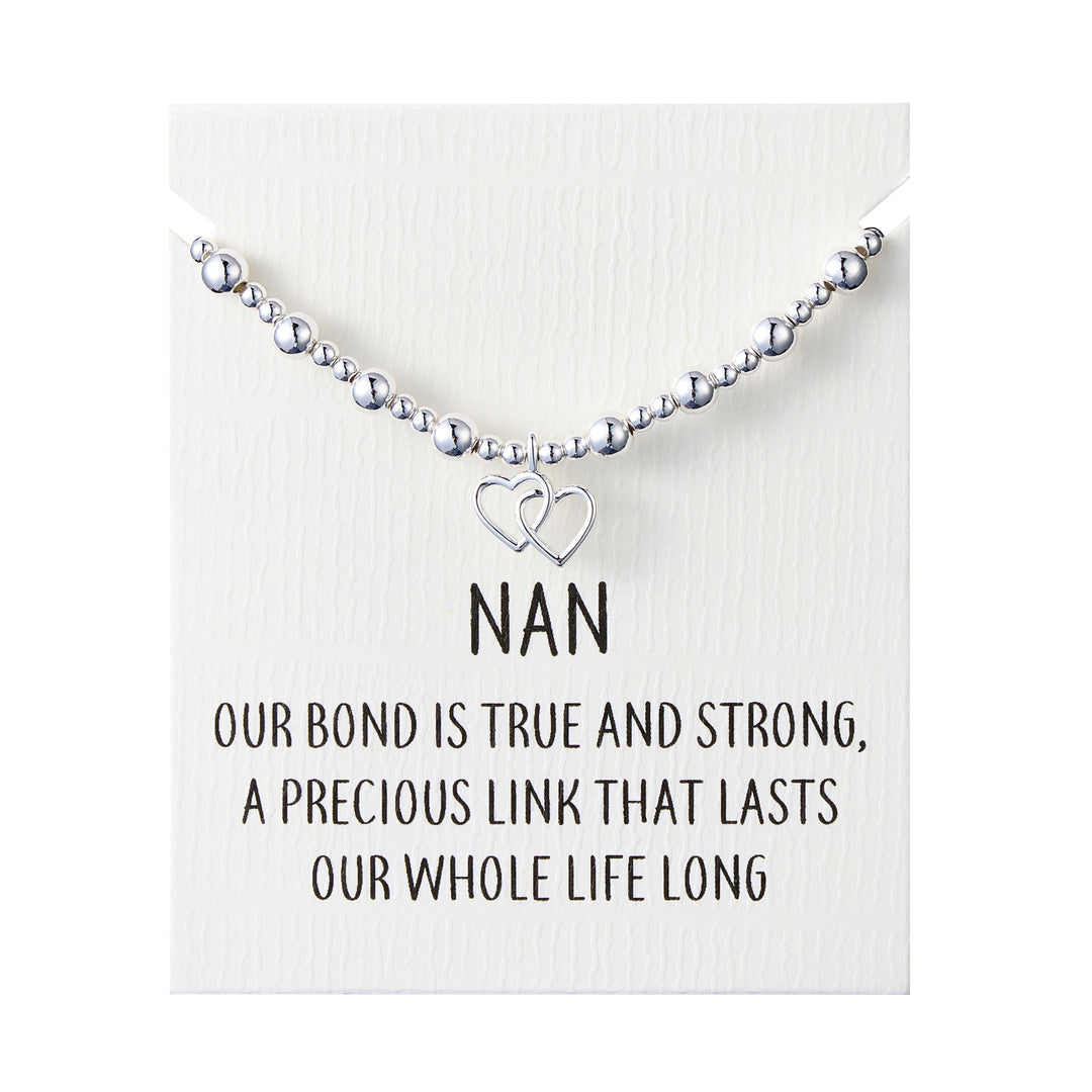 Nan Heart Link Beaded Stretch Bracelet with Quote Card