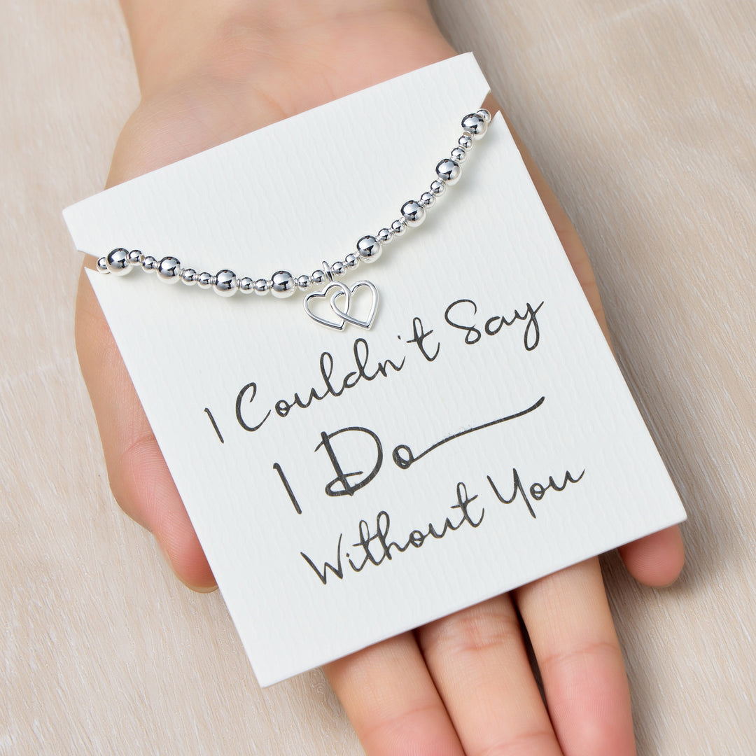 I Couldn't Say I Do Without You Heart Link Beaded Stretch Bracelet with Quote Card