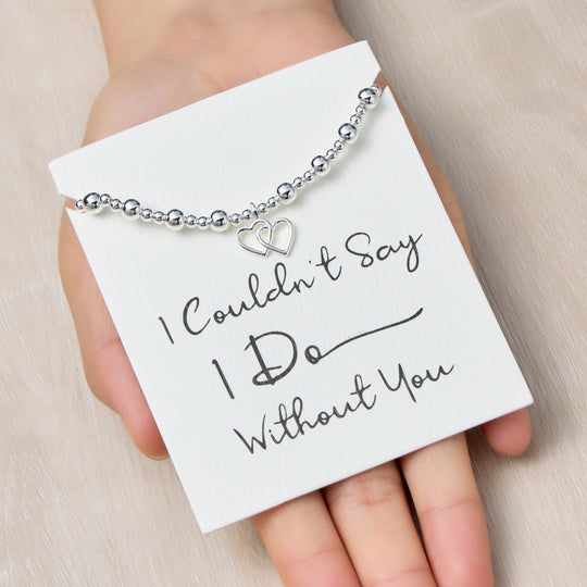 I Couldn't Say I Do Without You Heart Link Beaded Stretch Bracelet with Quote Card