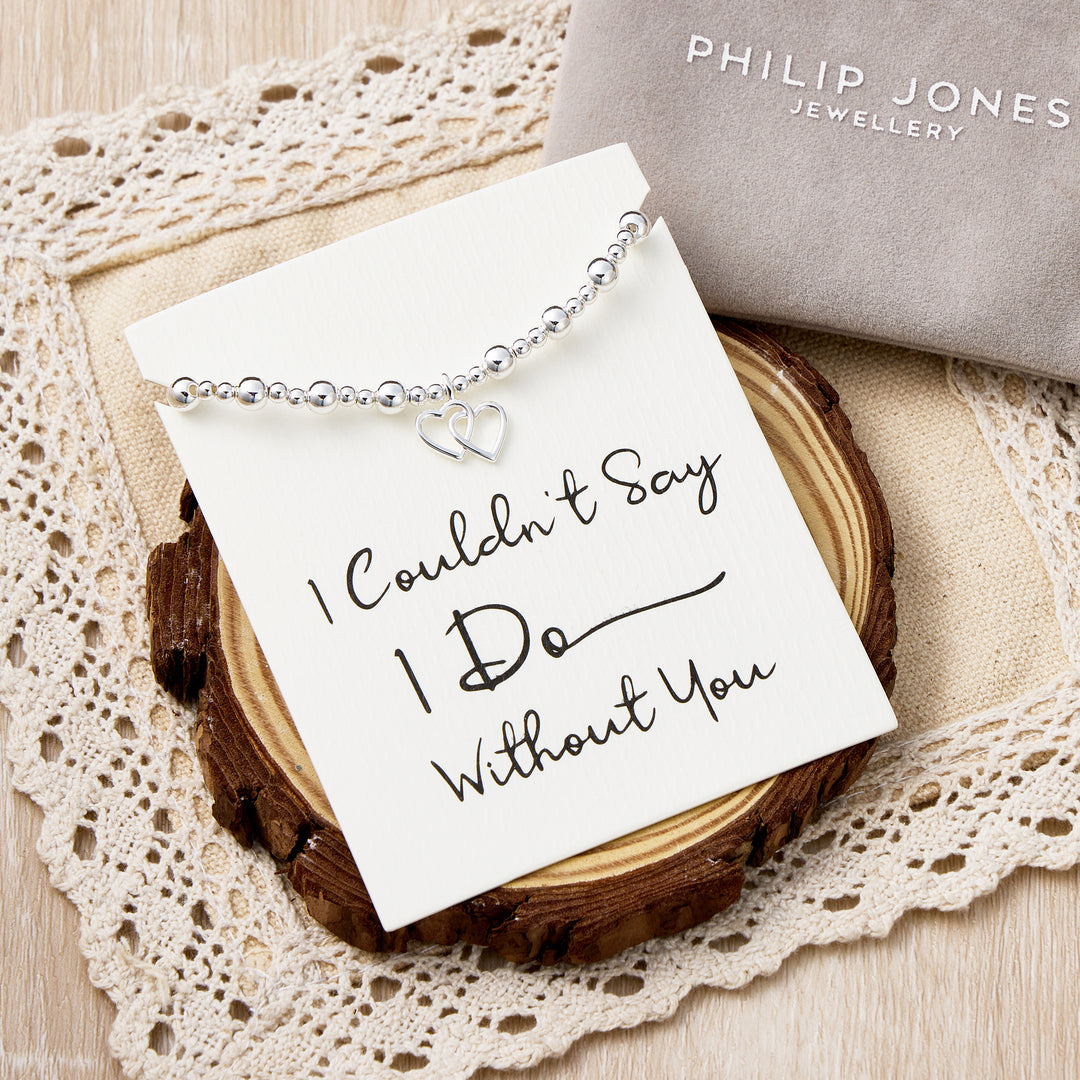 I Couldn't Say I Do Without You Heart Link Beaded Stretch Bracelet with Quote Card