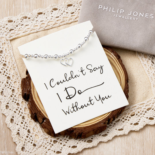 I Couldn't Say I Do Without You Heart Link Beaded Stretch Bracelet with Quote Card