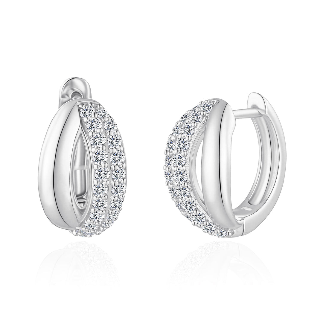 Silver Plated Split Huggie Hoop Earrings Created With Zircondia® Crystals