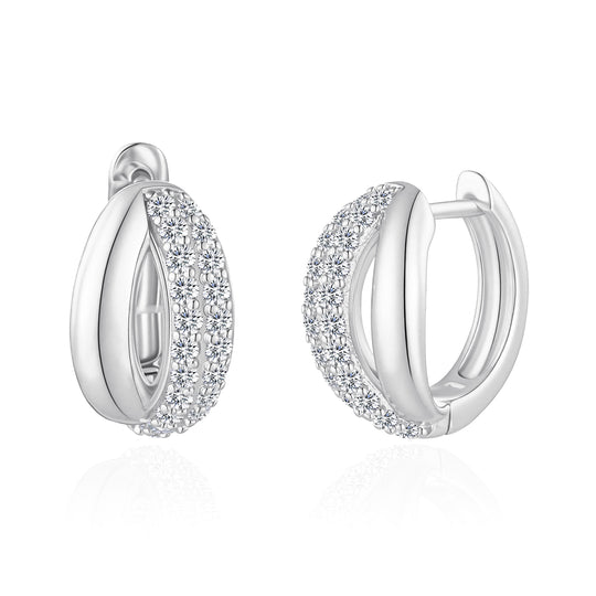 Silver Plated Split Huggie Hoop Earrings Created With Zircondia® Crystals