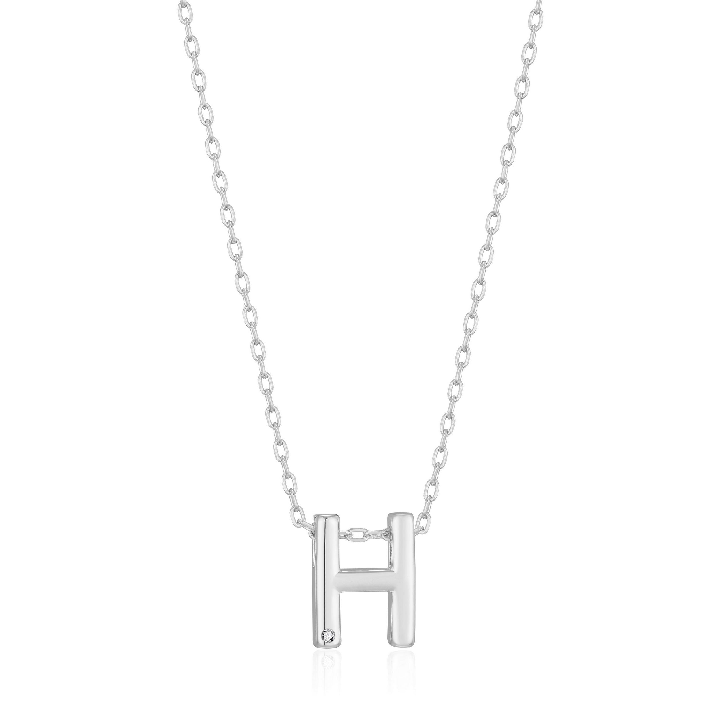 Initial Necklace Letter H Created with Zircondia® Crystals