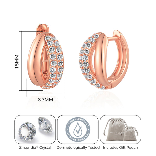 Rose Gold Plated Split Huggie Hoop Earrings Created With Zircondia® Crystals