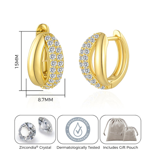 18k Gold Plated Split Huggie Hoop Earrings Created With Zircondia® Crystals