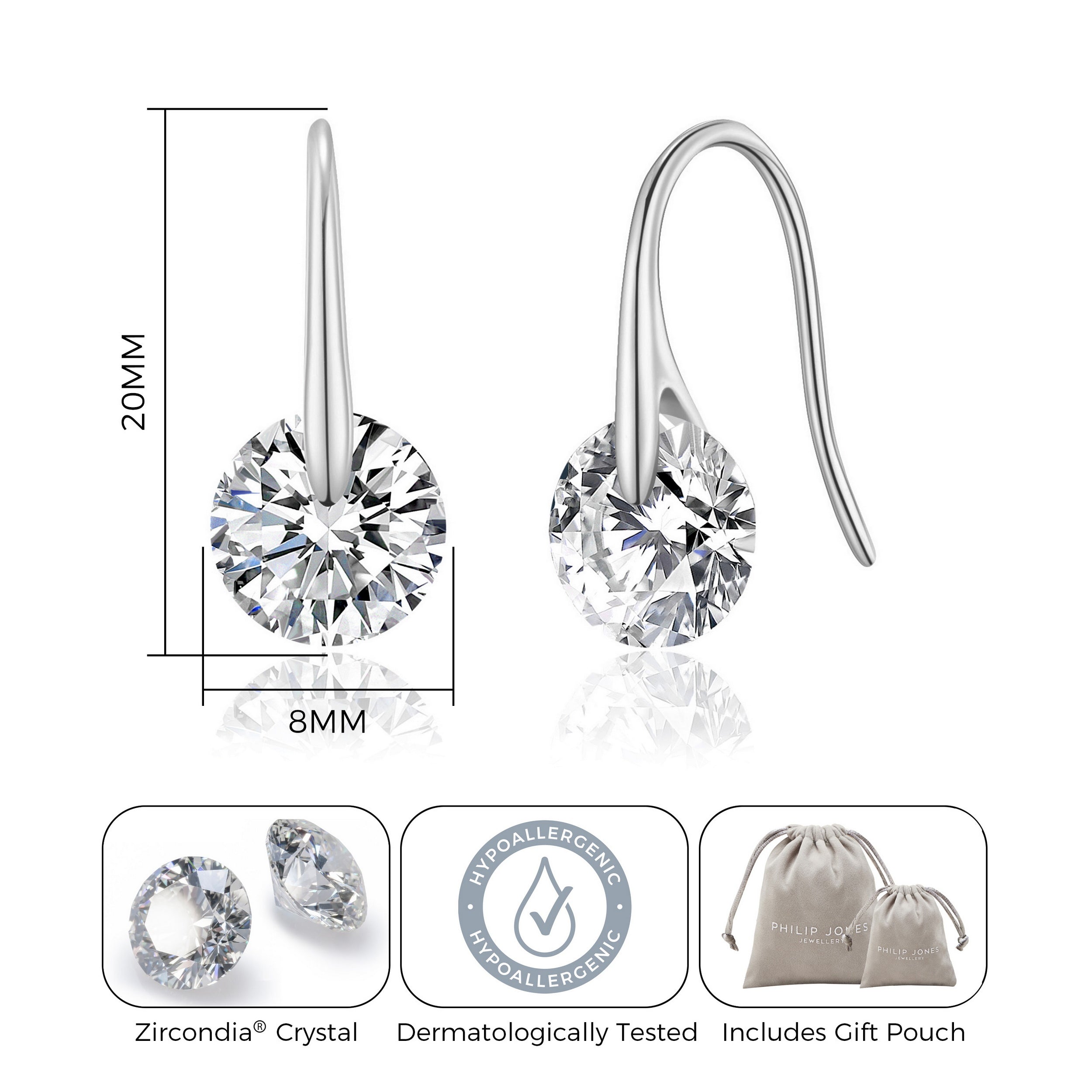 Silver Plated Atlas Earrings Created with Zircondia® Crystals