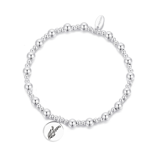 May Birth Flower Lily of the Valley Beaded Stretch Bracelet