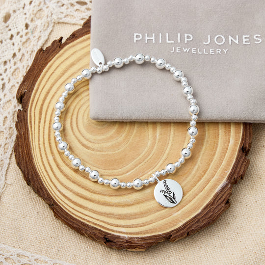 May Birth Flower Lily of the Valley Beaded Stretch Bracelet
