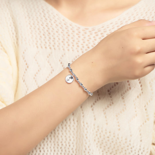 November Birth Flower Chrysanthemum Beaded Stretch Bracelet