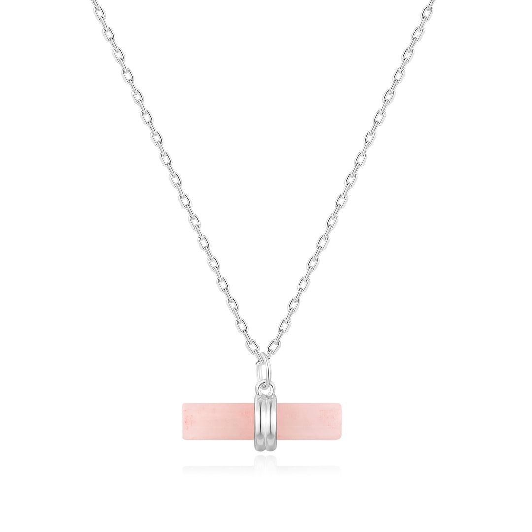 Rose Quartz Gemstone T-Bar Necklace