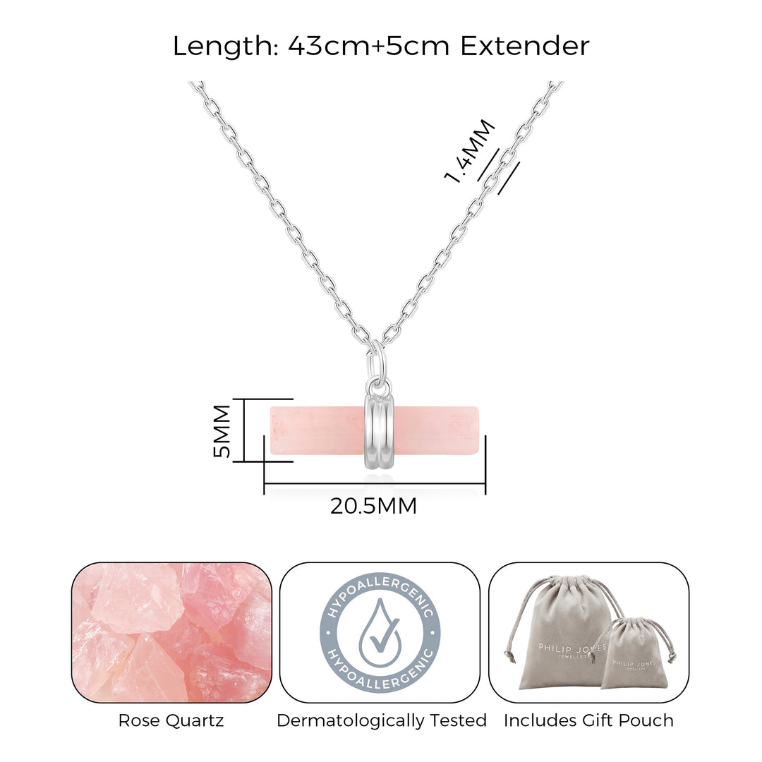 Rose Quartz Gemstone T-Bar Necklace