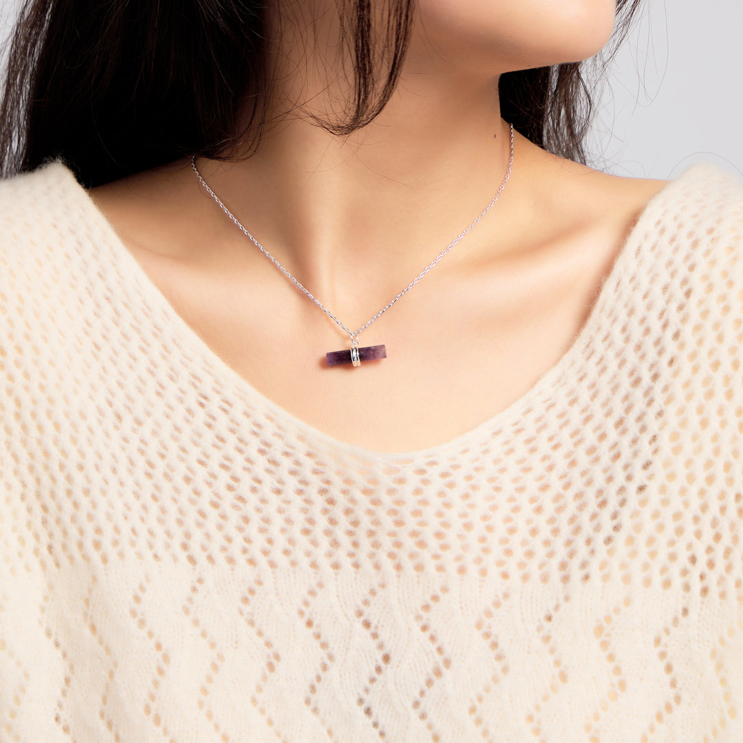 Amethyst Gemstone T-Bar Necklace