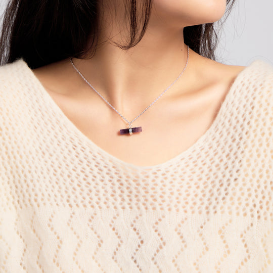 Amethyst Gemstone T-Bar Necklace