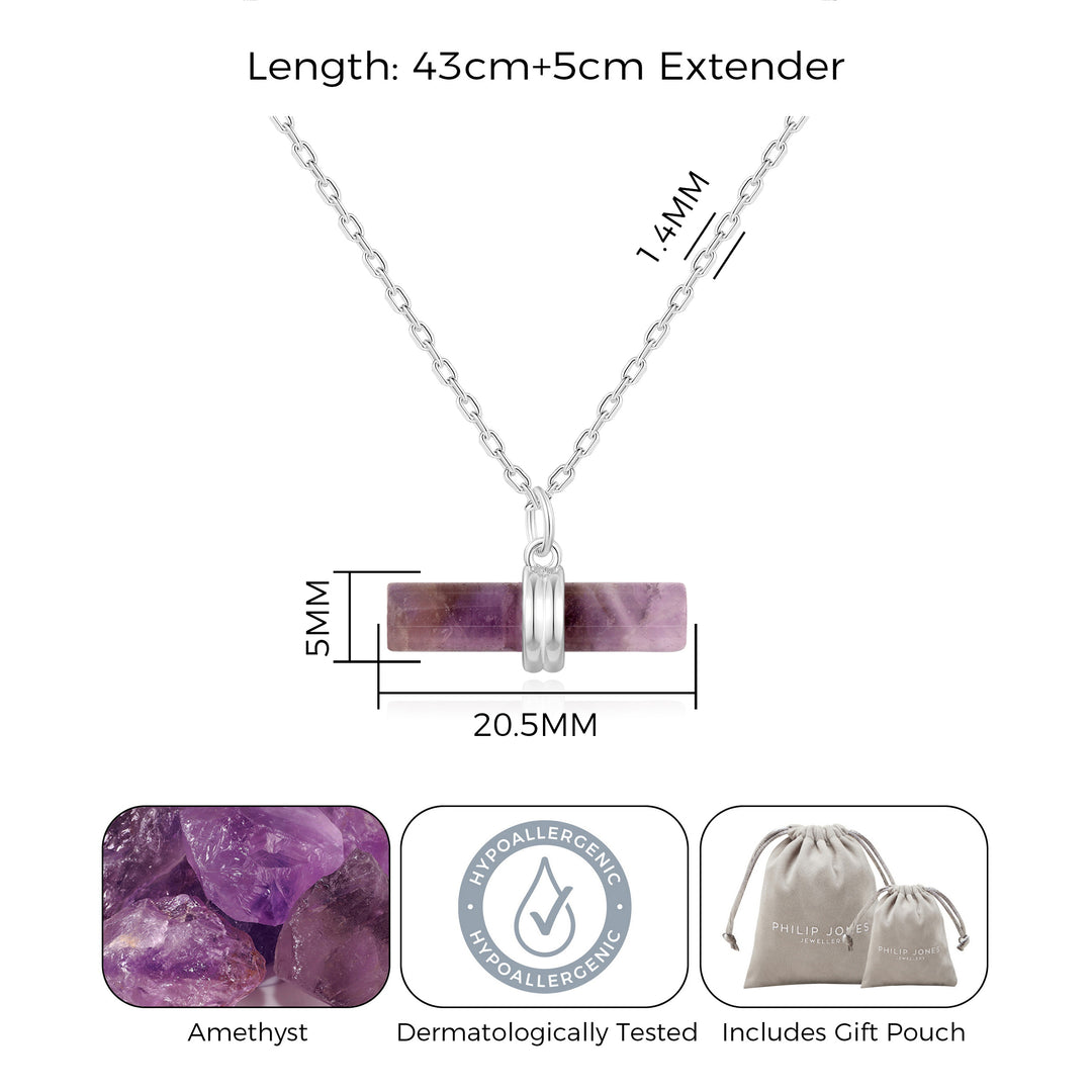 Amethyst Gemstone T-Bar Necklace