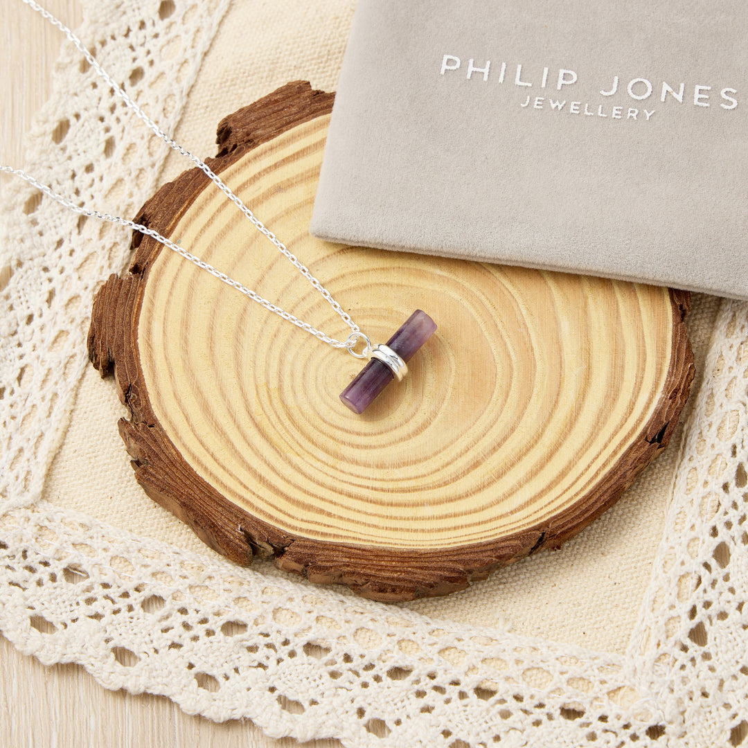 Amethyst Gemstone T-Bar Necklace