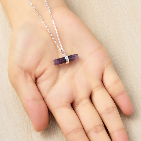 Amethyst Gemstone T-Bar Necklace